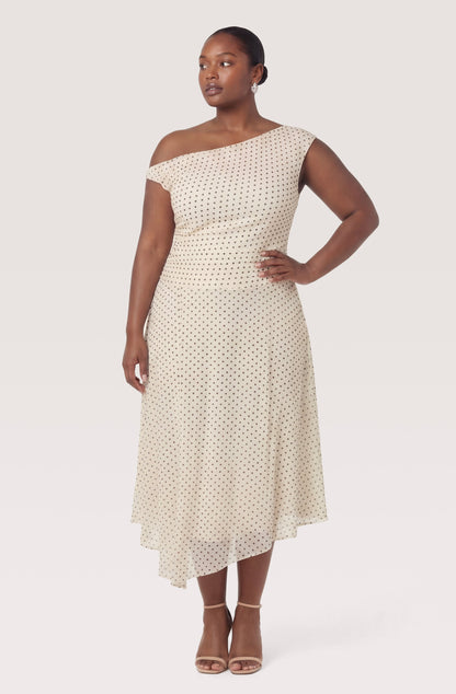 Ciarra Off-Shoulder Asymmetric Midi Dress