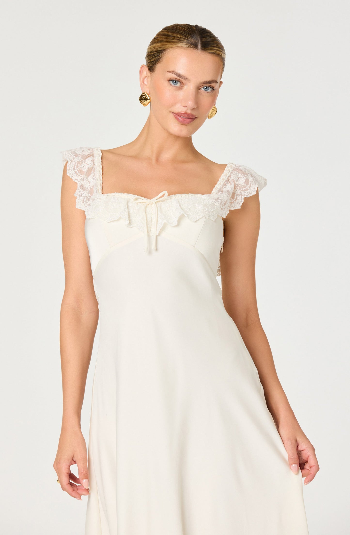 Makiya Lace Strap Empire Waist Midi Dress