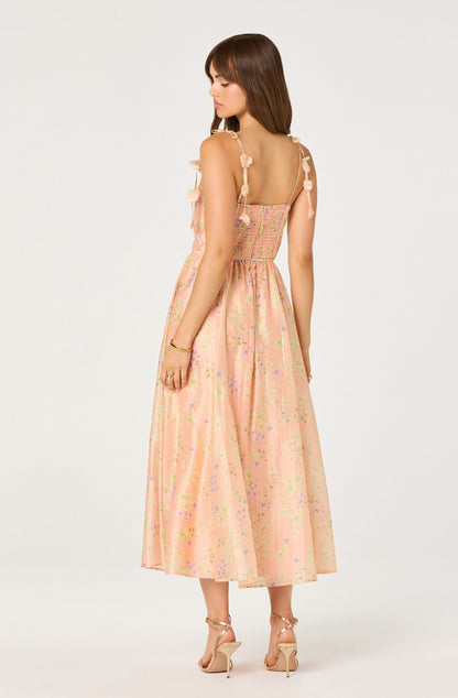 Halcyon Floral 3D Flower Appliqué Midi Dress