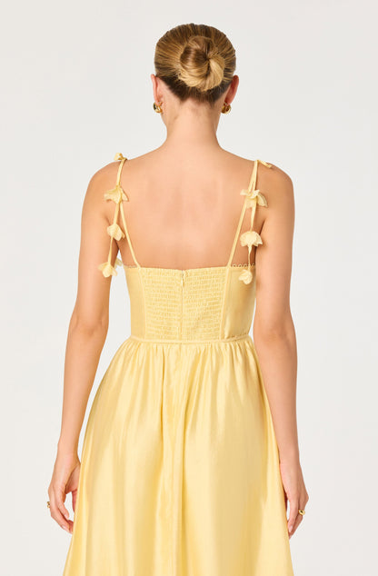 Halcyon 3D Flower Appliqué Midi Dress