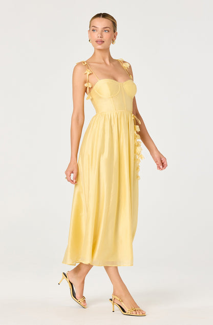 Halcyon 3D Flower Appliqué Midi Dress