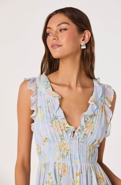 Kindra Ruffle Deep-V Maxi Dress