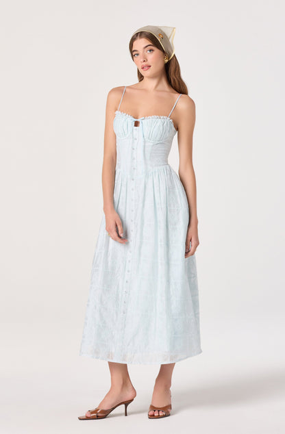 Aubrey Eyelet Embroidered Sweetheart Midi Dress