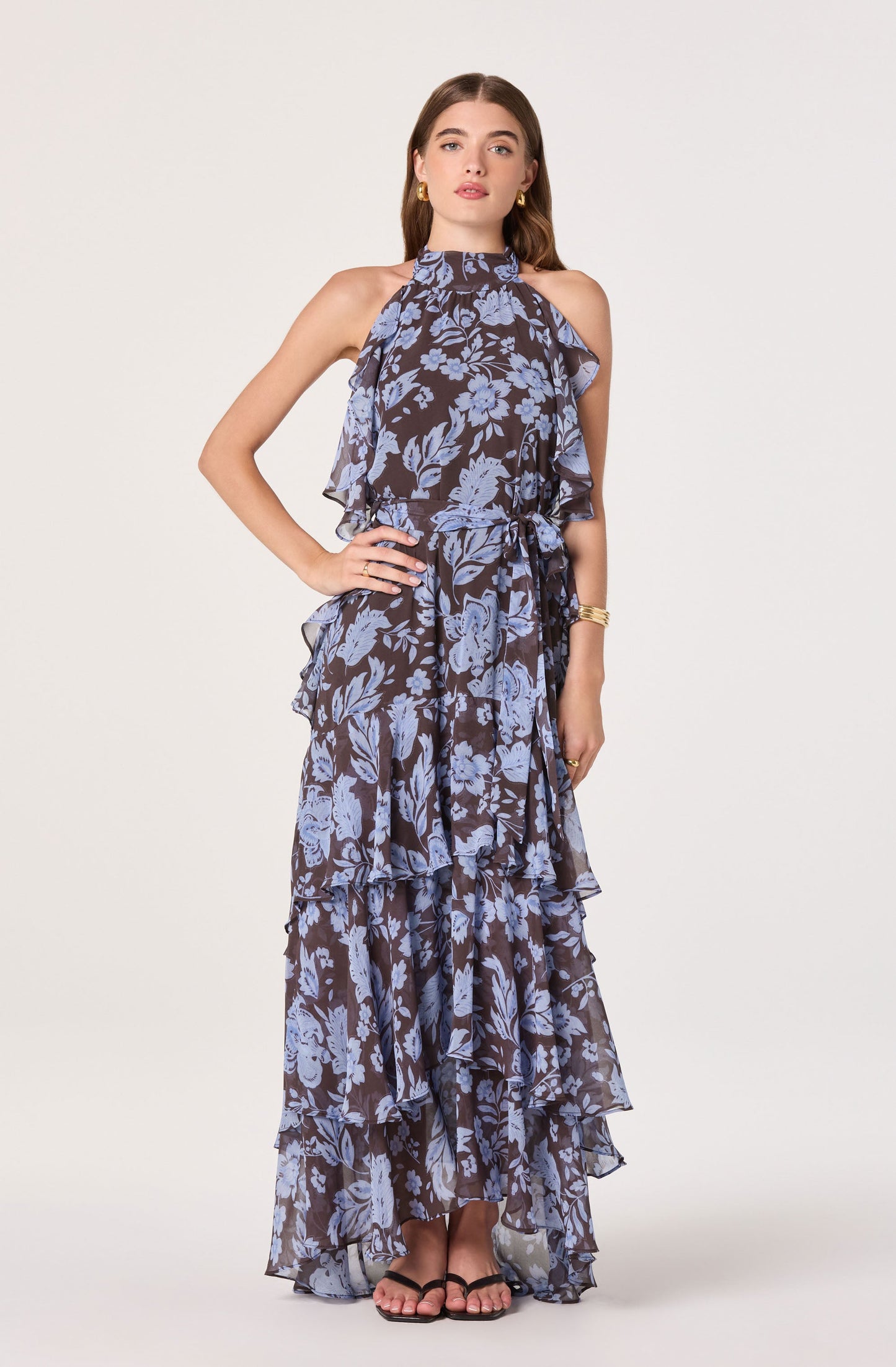 Lae High-Neck Ruffle Maxi Dress