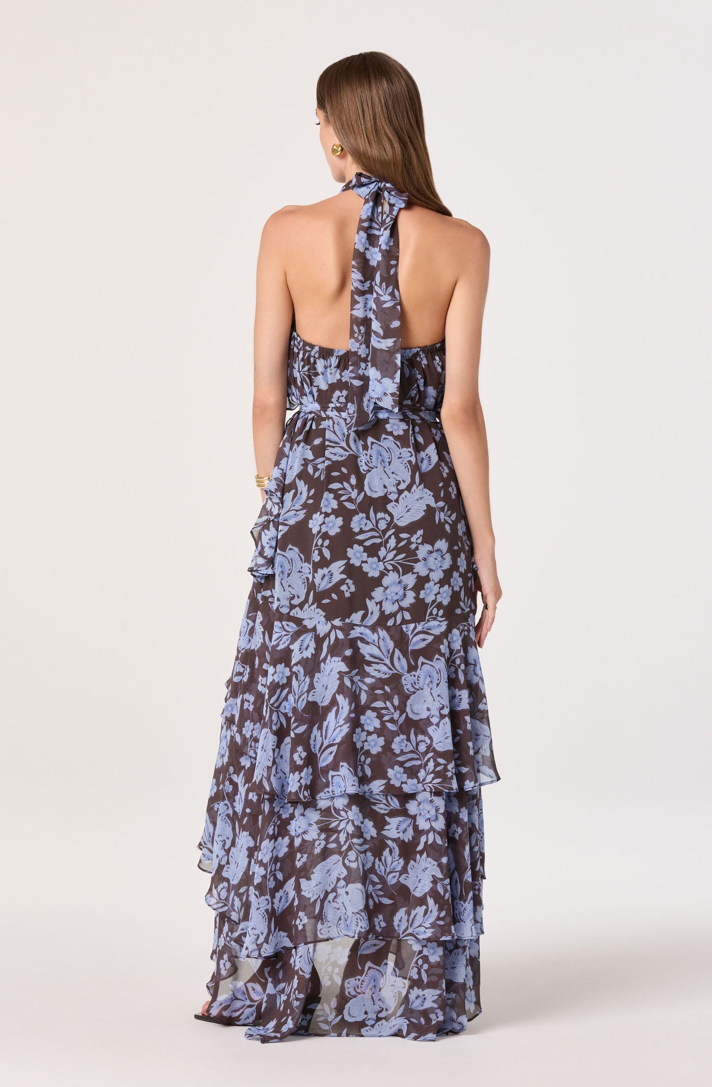 Lae High-Neck Ruffle Maxi Dress