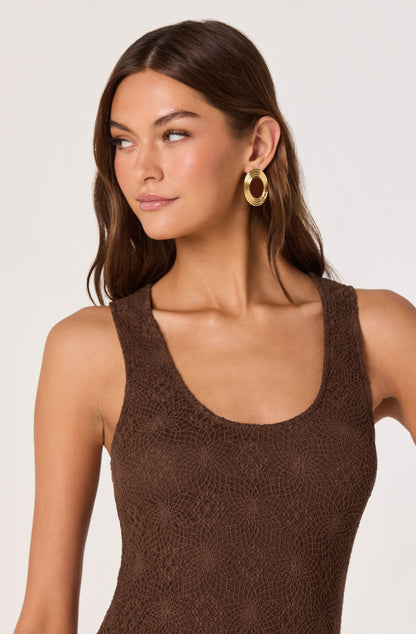 Freida Lace Knit Asymmetric Midi Dress
