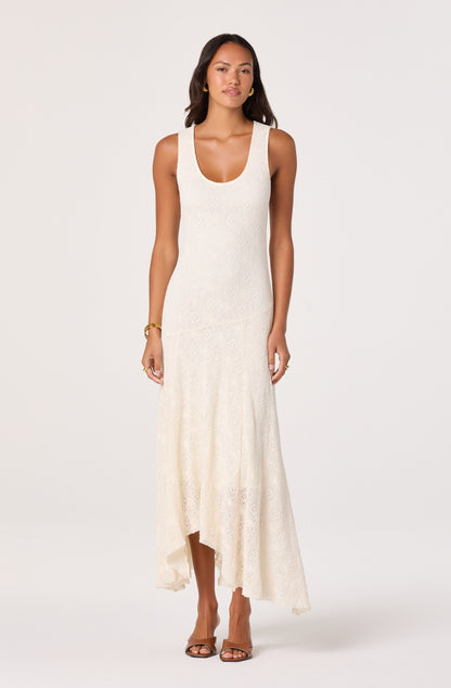 Freida Lace Knit Asymmetric Midi Dress
