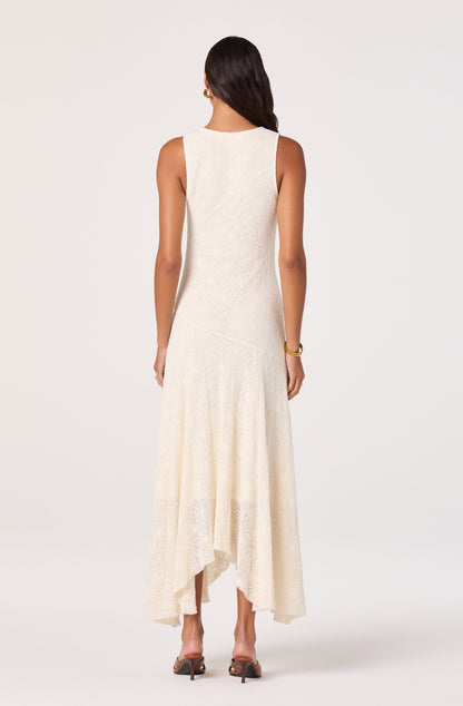 Freida Lace Knit Asymmetric Midi Dress