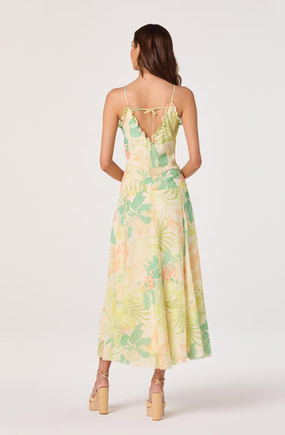 Hana Ruffle Trim Chiffon Maxi Dress
