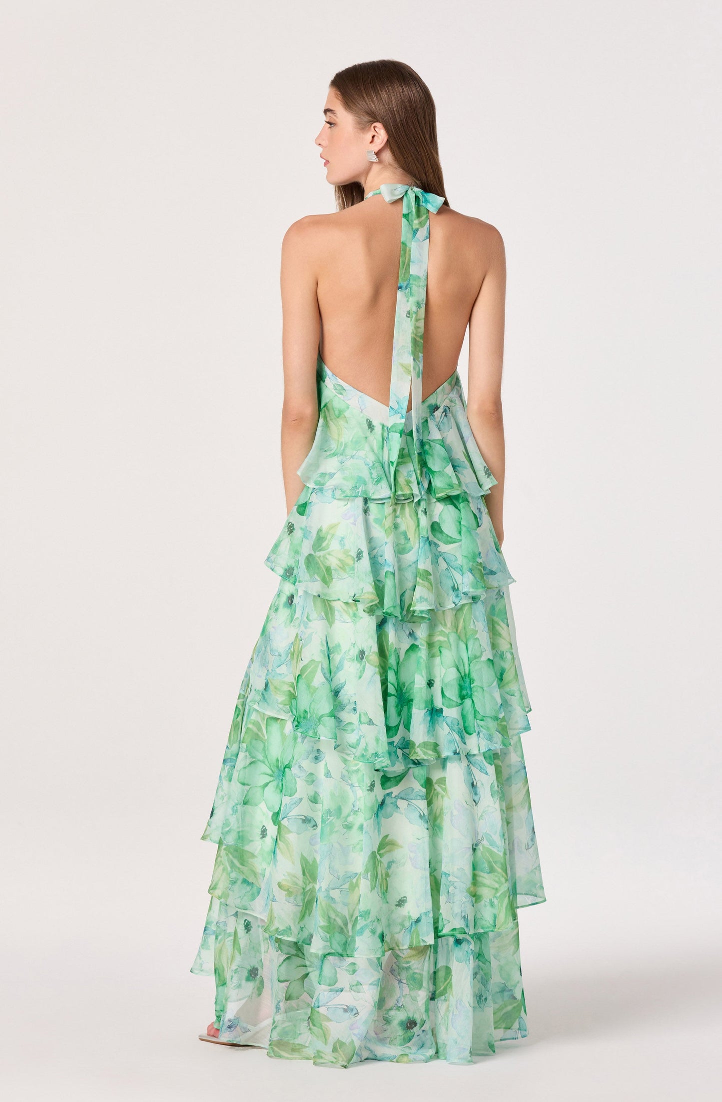 Daiga Floral Halter Tiered Dress