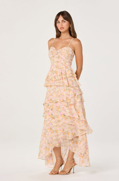 Coline Ruffle Chiffon Maxi Dress