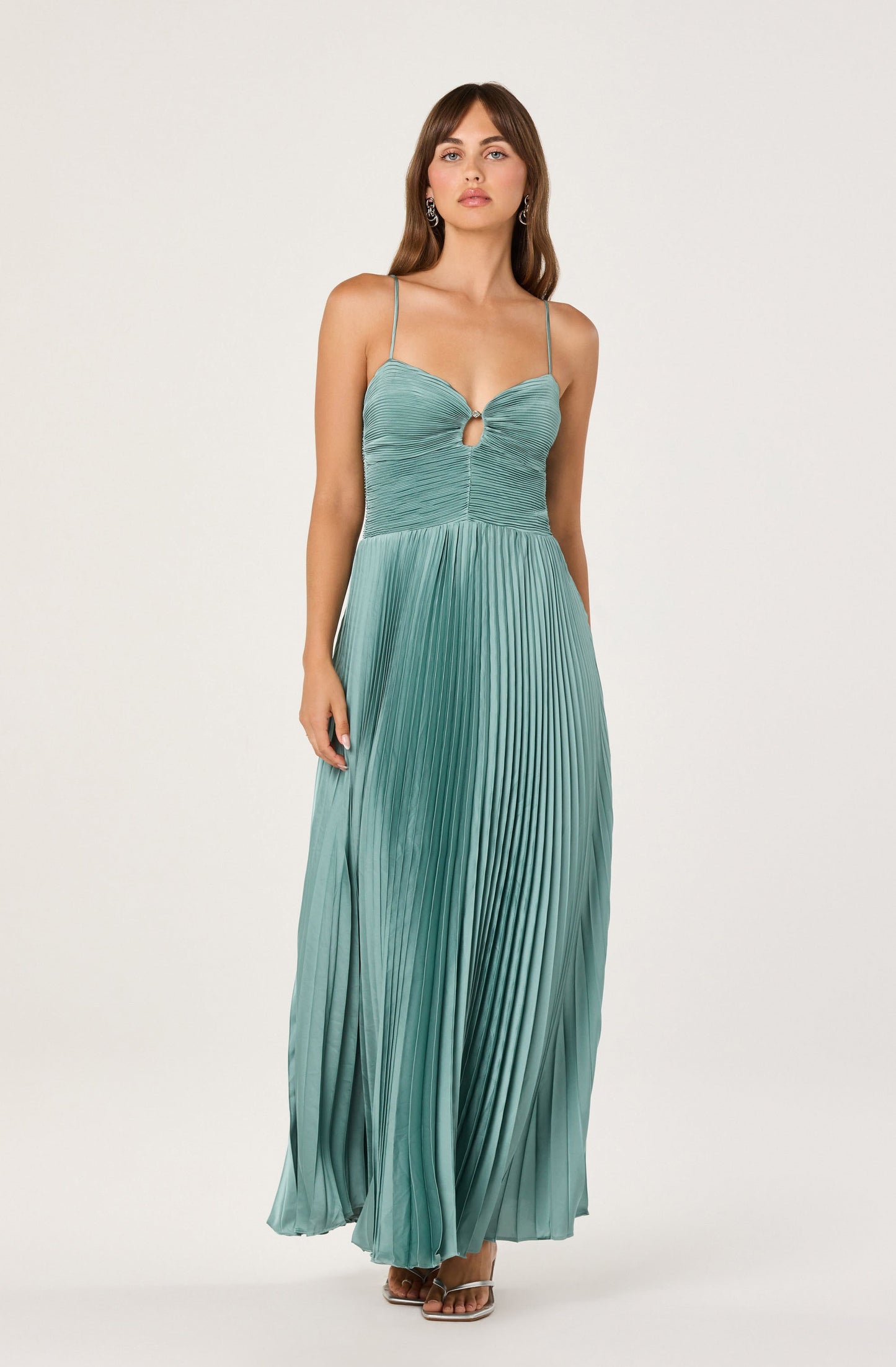 Alaia Satin Plissé Maxi Dress