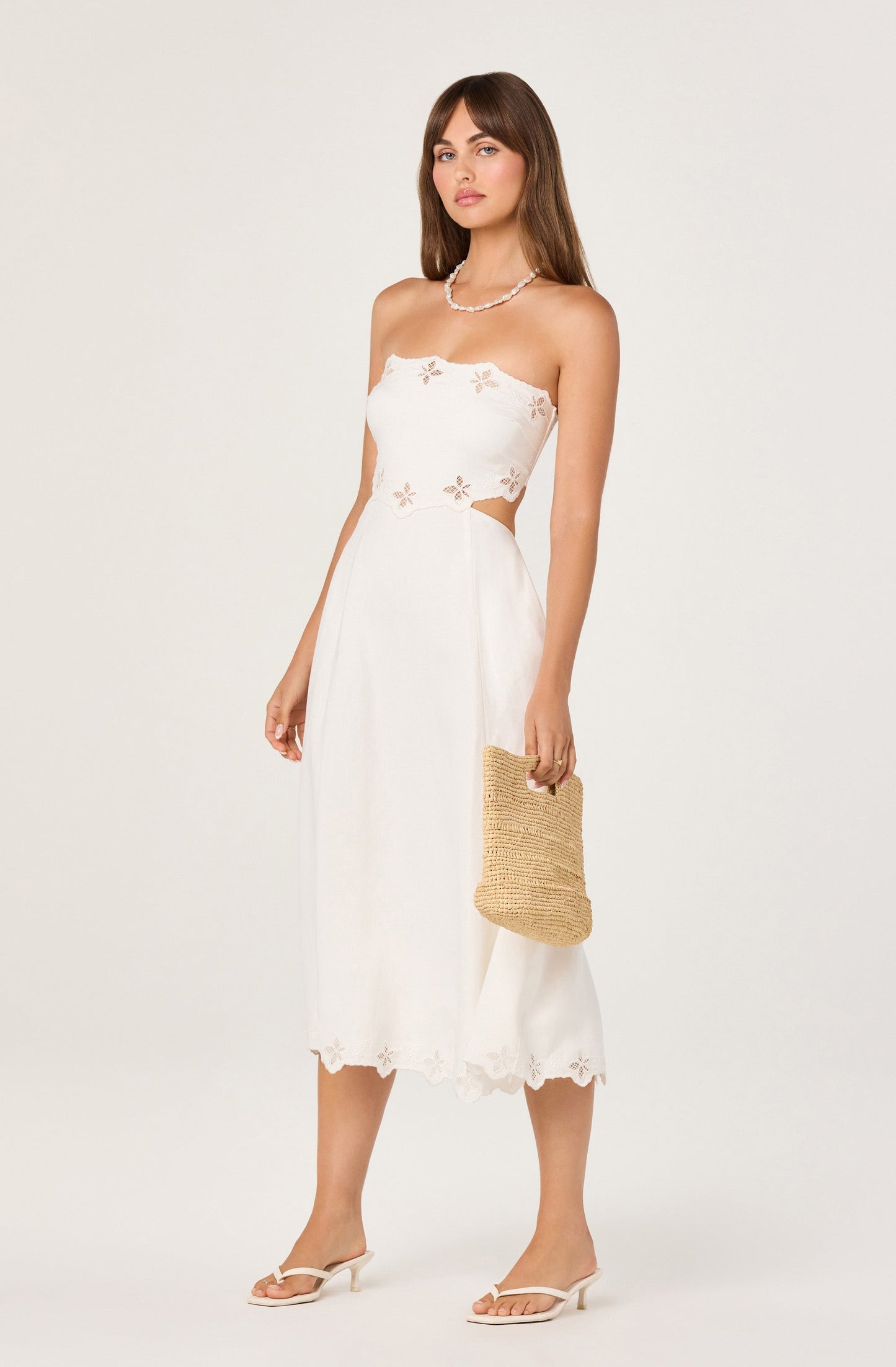 Shavonda Cutwork Open-Back Midi Dress