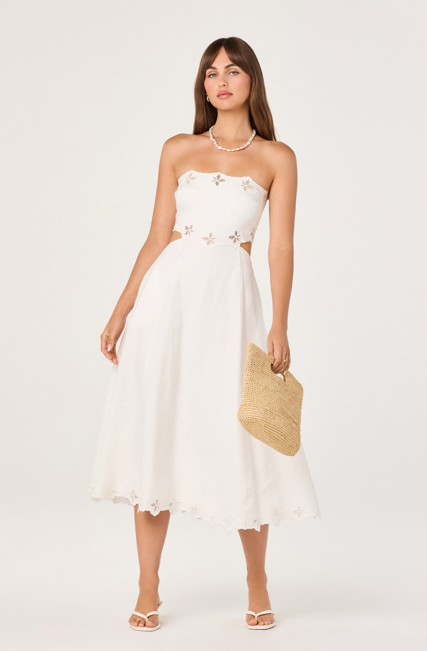 Shavonda Cutwork Open-Back Midi Dress