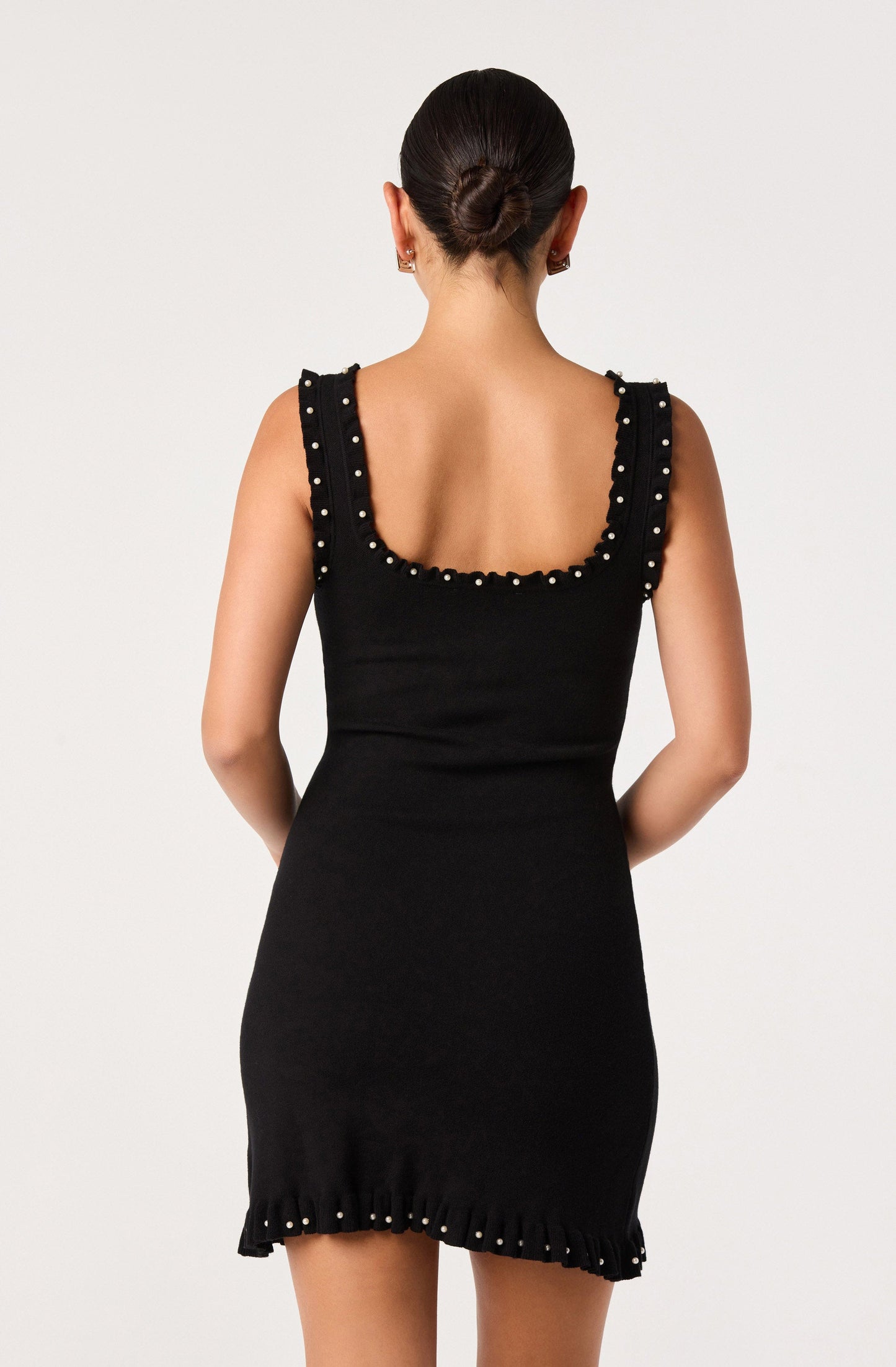 Nya Pearl-Trim Knit Mini Dress
