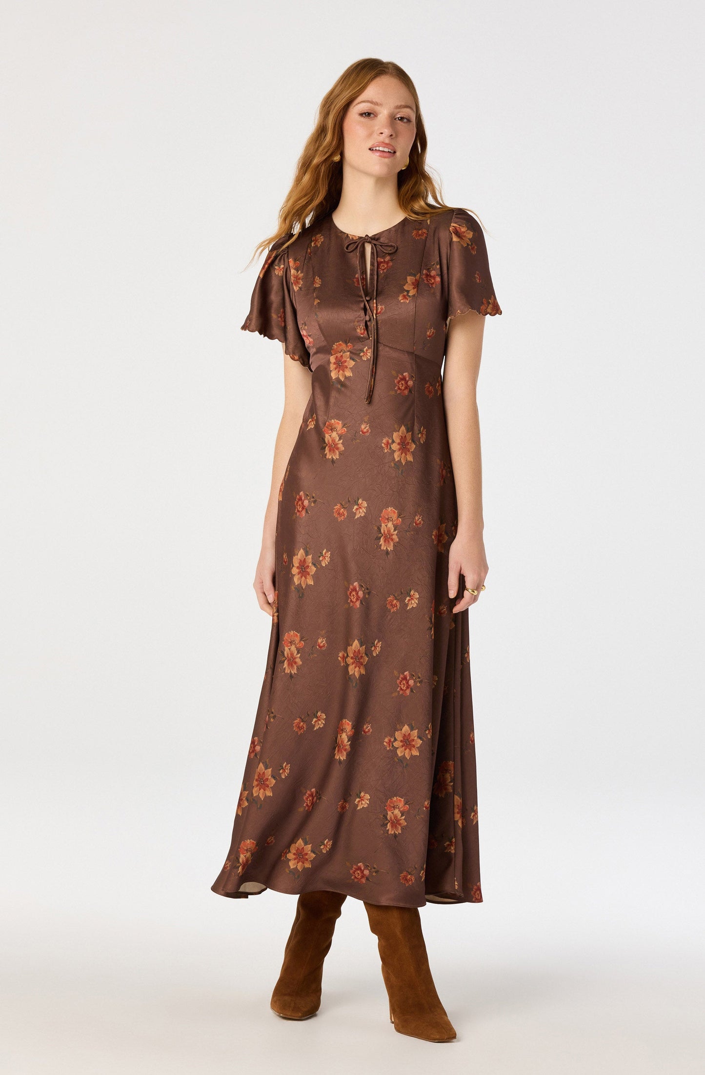 Riley Floral Satin Maxi Dress