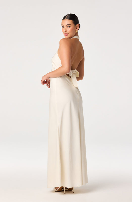 Viridiana Satin Halter Maxi Dress