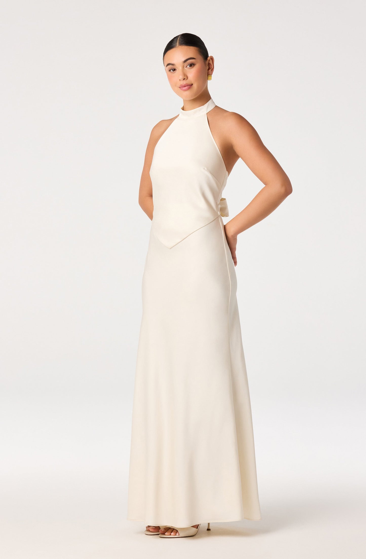 Viridiana Satin Halter Maxi Dress