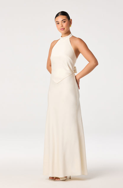 Viridiana Satin Halter Maxi Dress