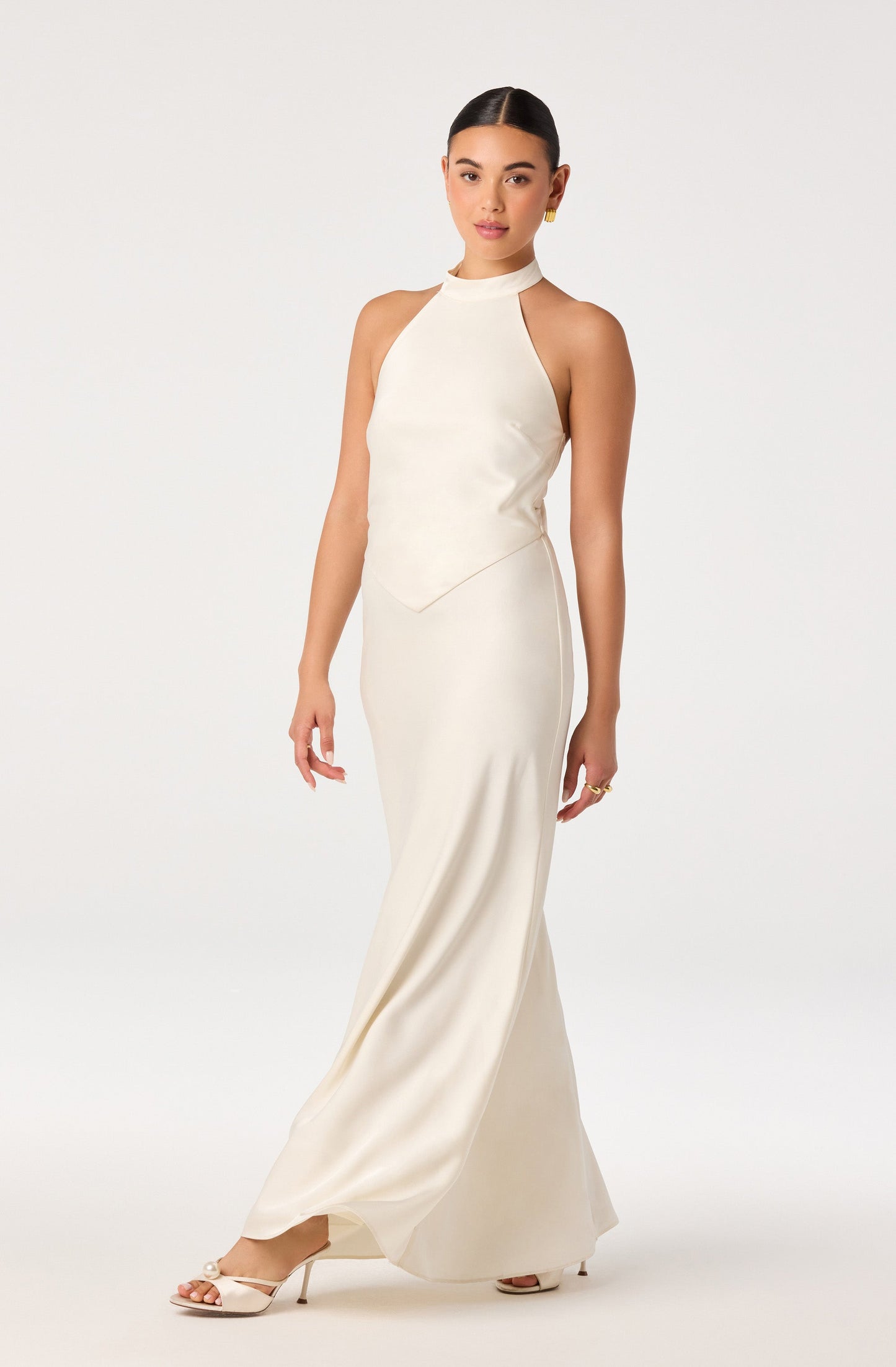 Viridiana Satin Halter Maxi Dress