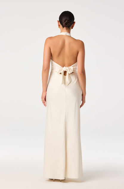 Viridiana Satin Halter Maxi Dress