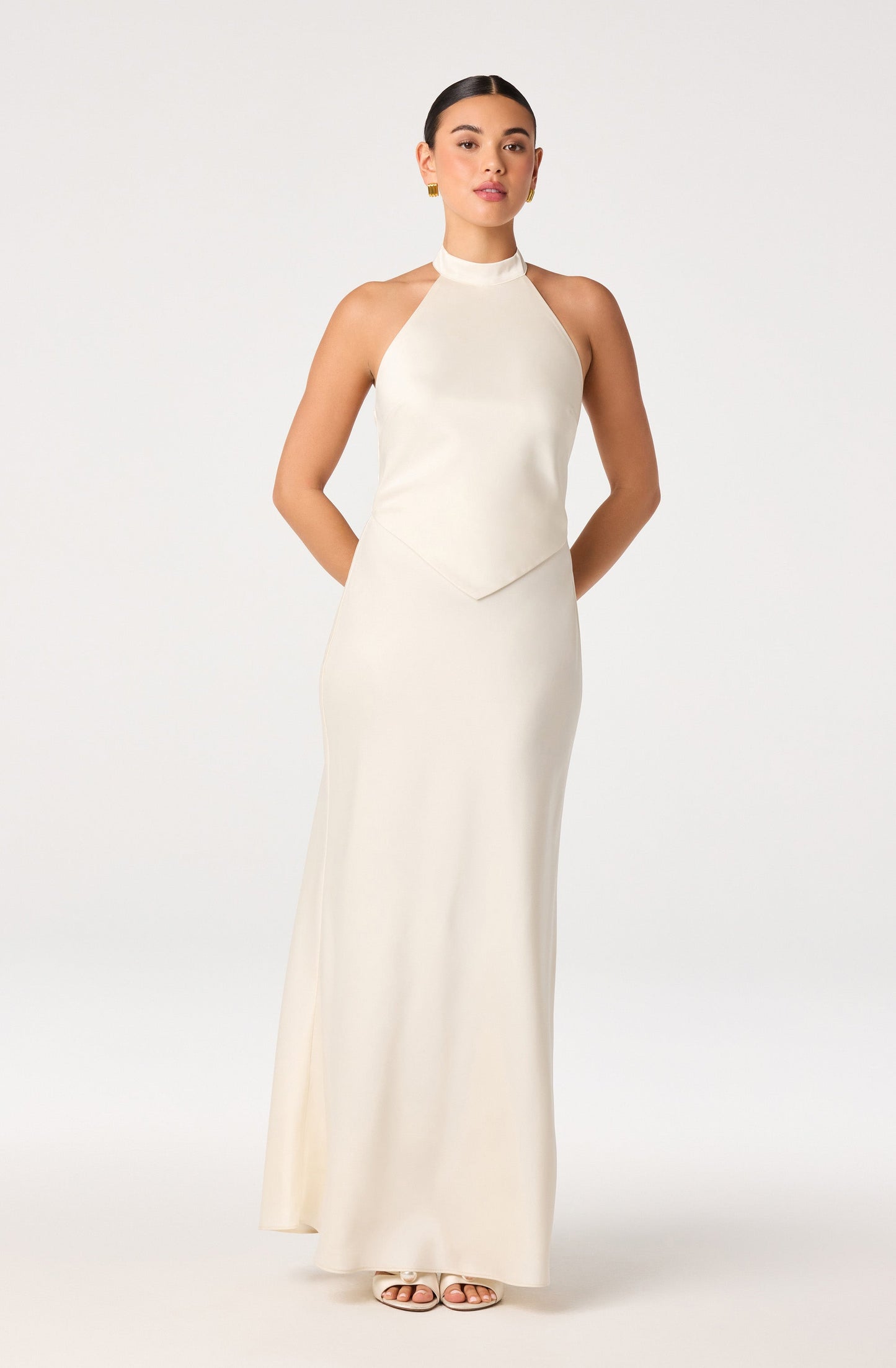 Viridiana Satin Halter Maxi Dress