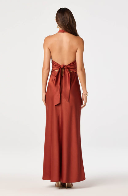 Viridiana Satin Halter Maxi Dress