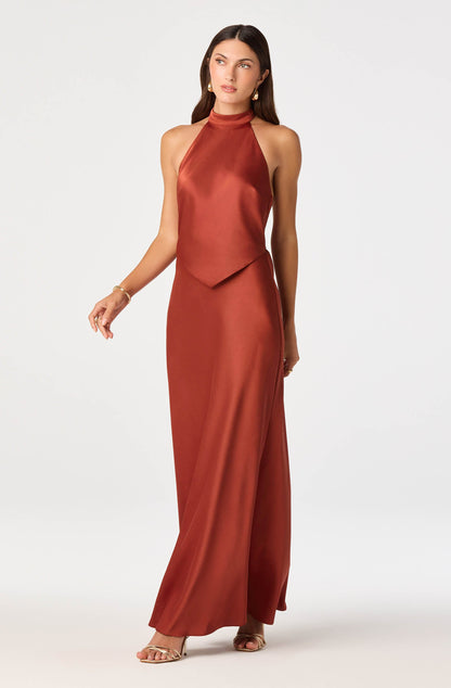 Viridiana Satin Halter Maxi Dress