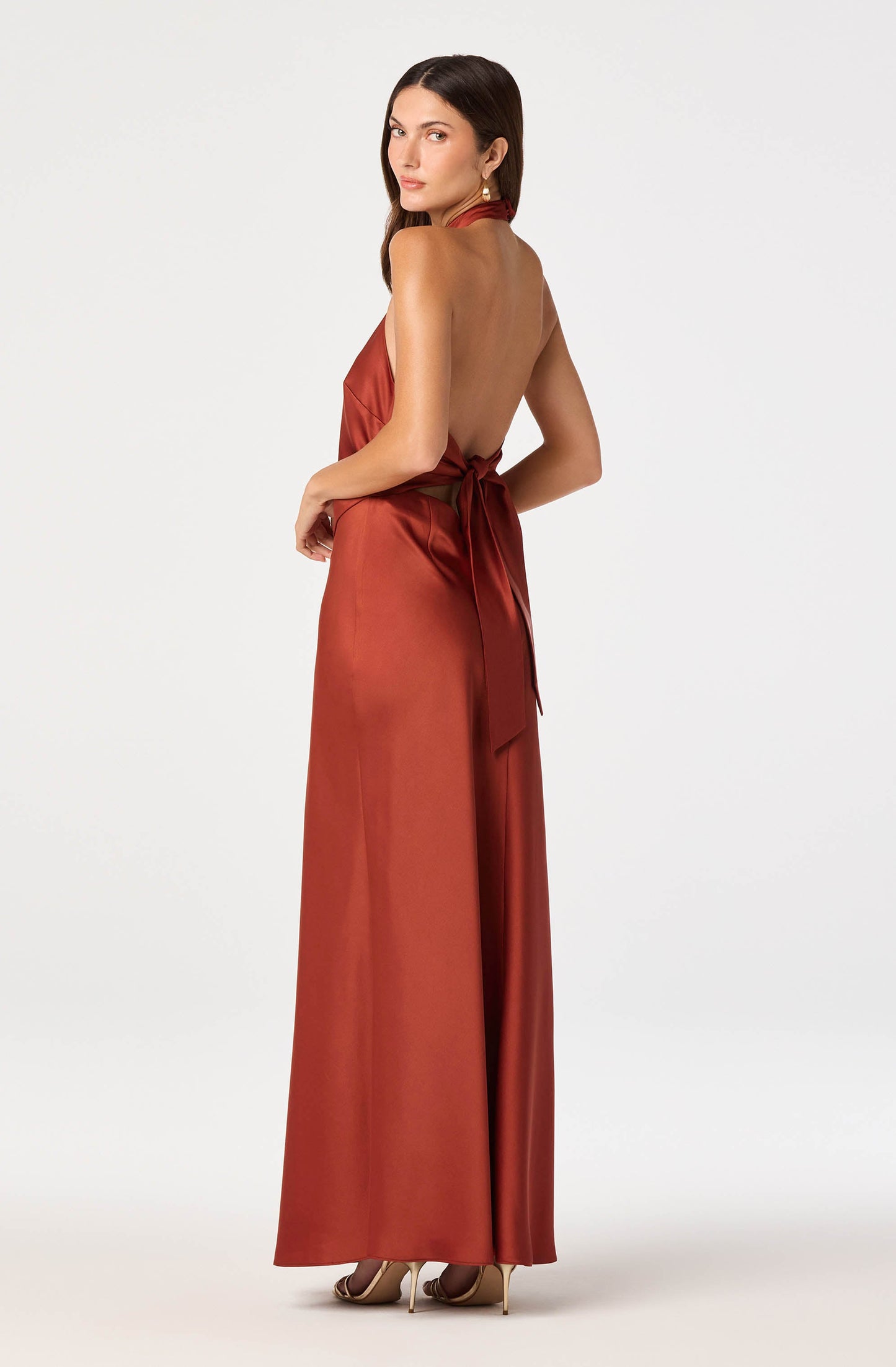 Viridiana Satin Halter Maxi Dress