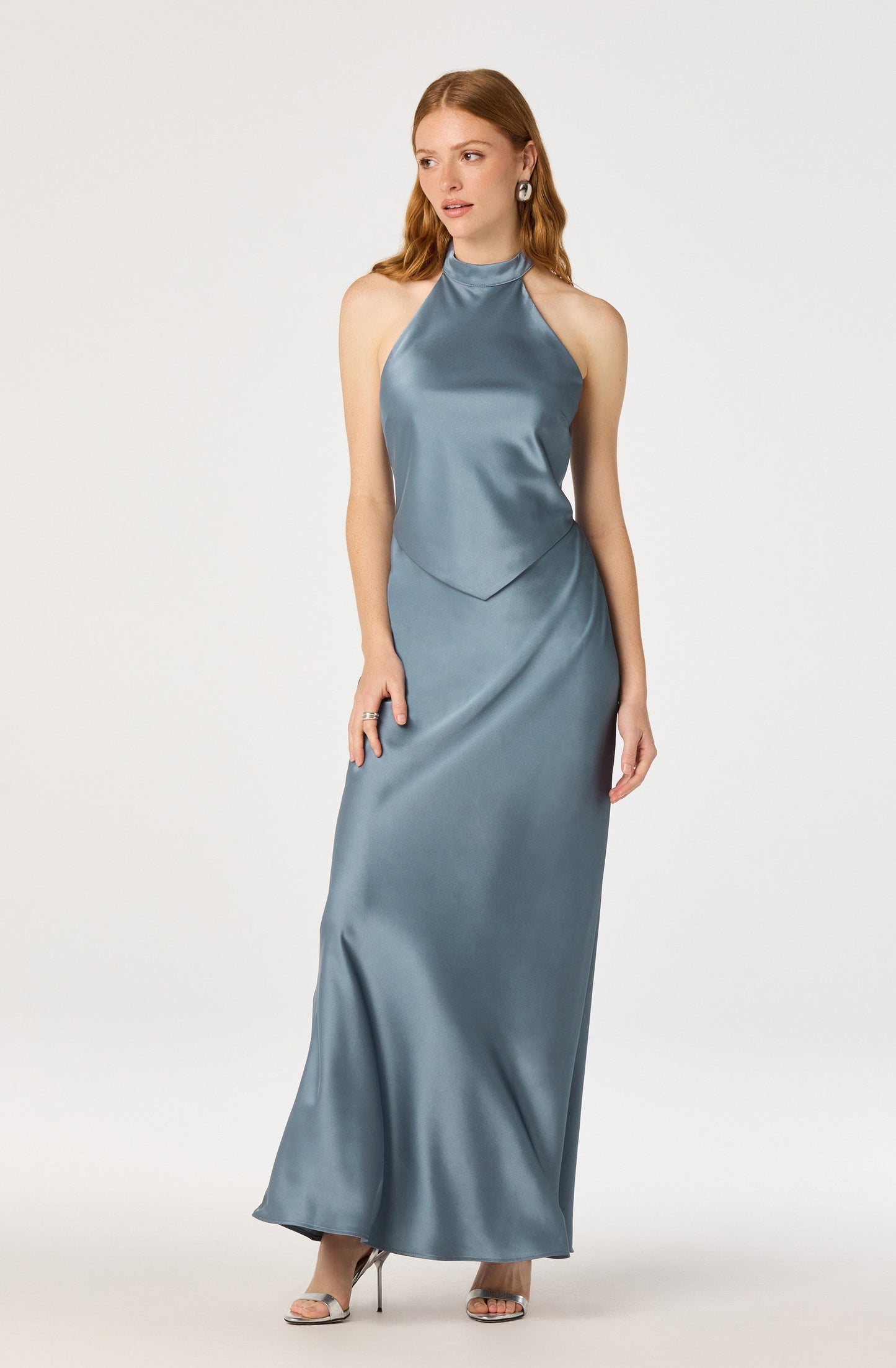 Viridiana Satin Halter Maxi Dress