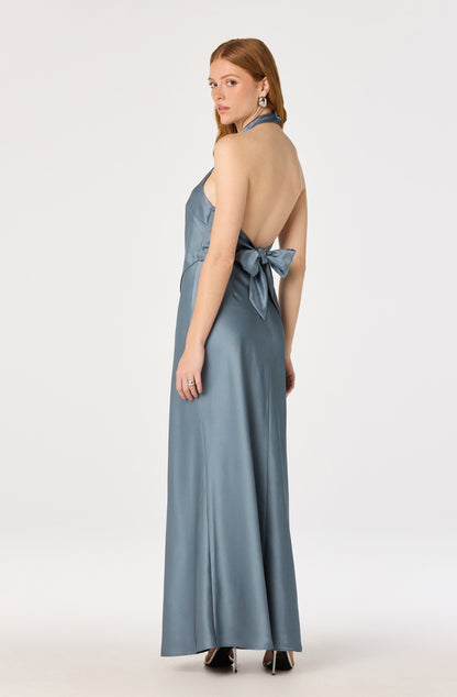 Viridiana Satin Halter Maxi Dress