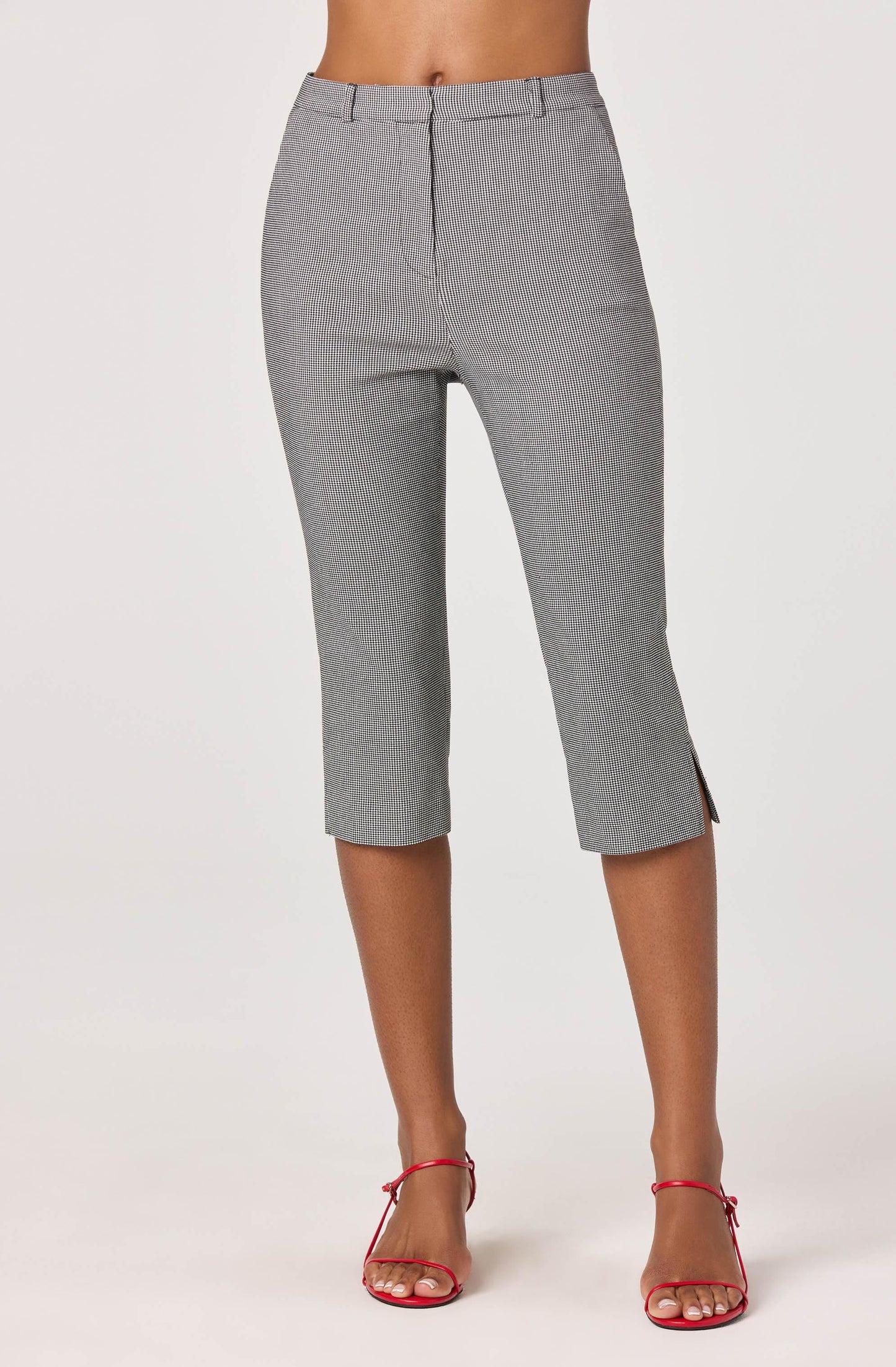 Cardin Houndstooth High-Rise Capri Pants