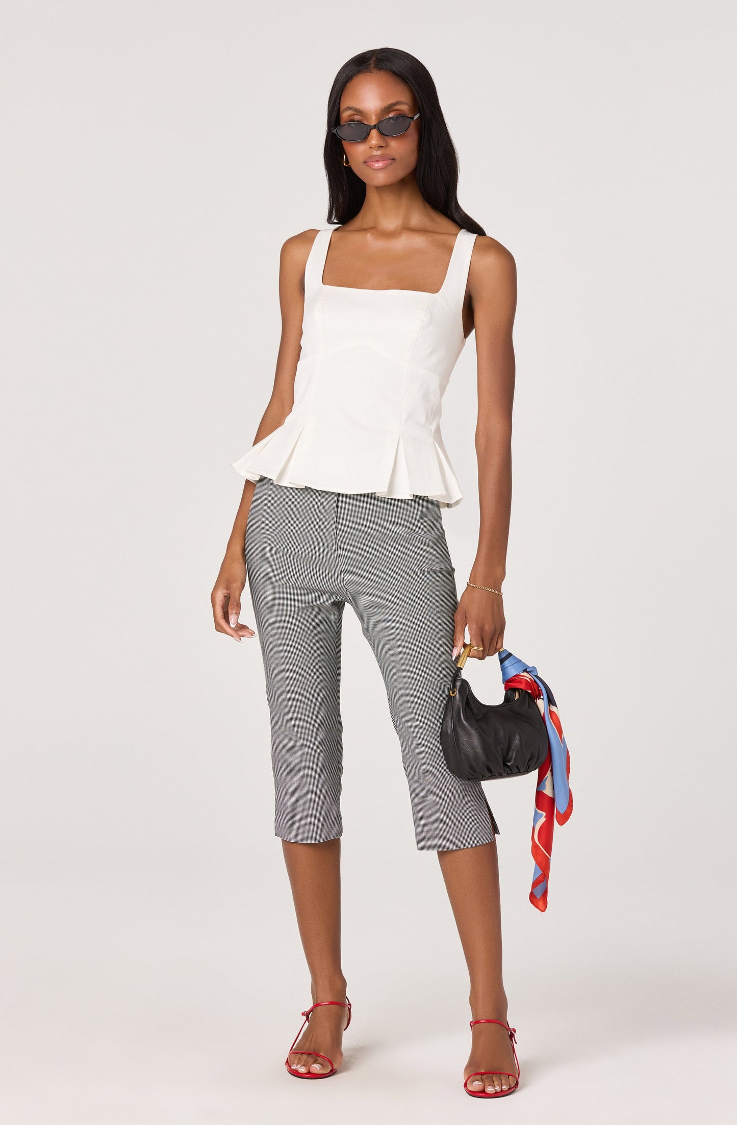 Cardin Houndstooth High-Rise Capri Pants