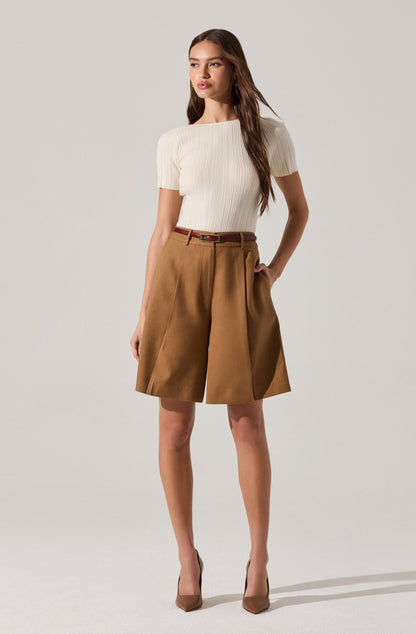 Quillie Pleated Tailored Bermuda Shorts