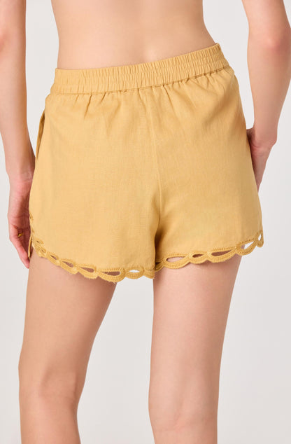 Joellyn Embroidered Cutwork Linen Shorts