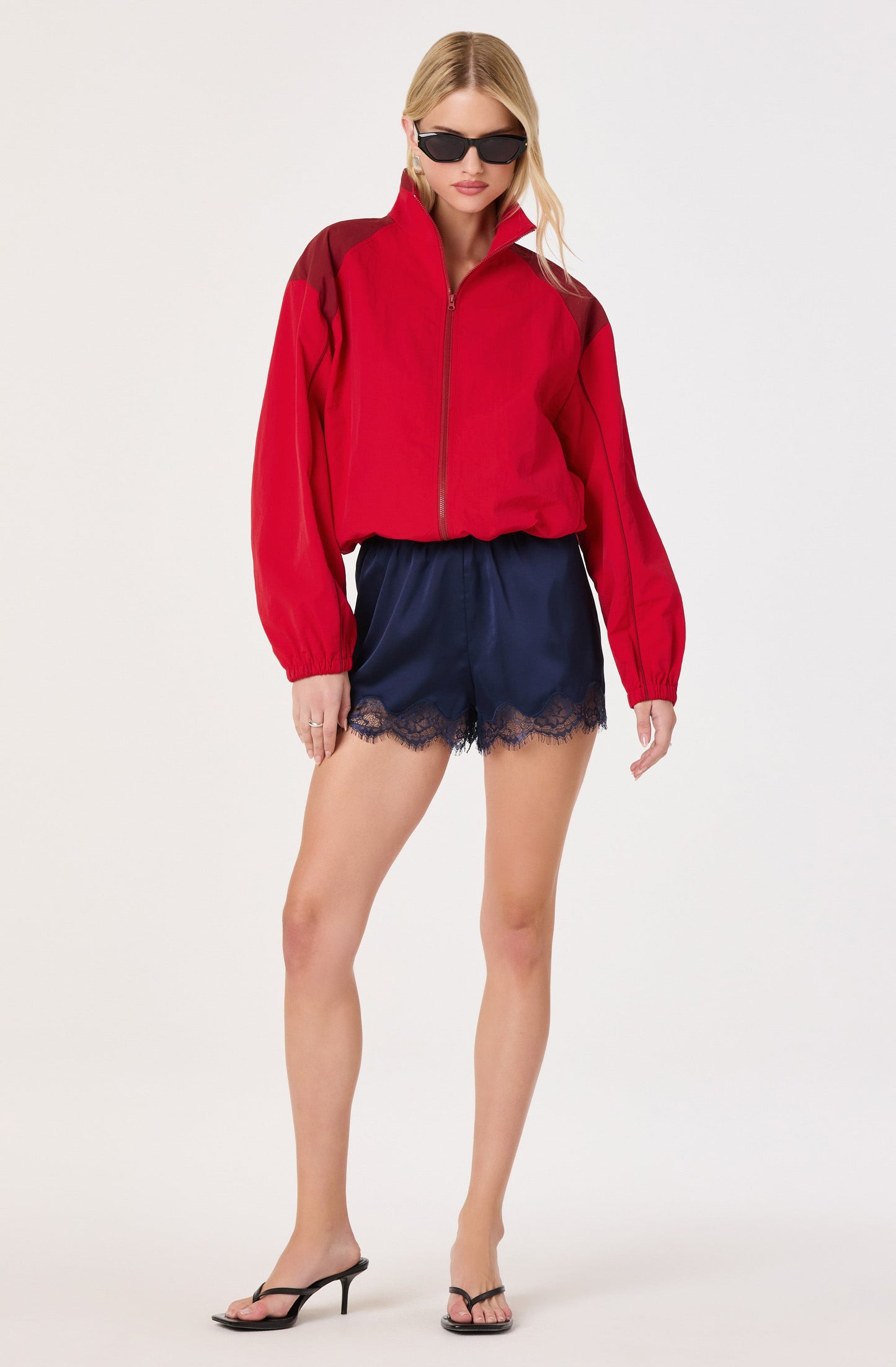 Amadea Lace Hem Pull-On Satin Shorts