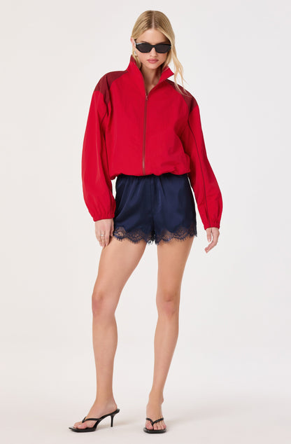 Amadea Lace Hem Pull-On Satin Shorts