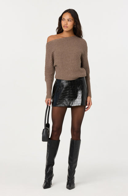 Savana Faux Croc Leather Skirt