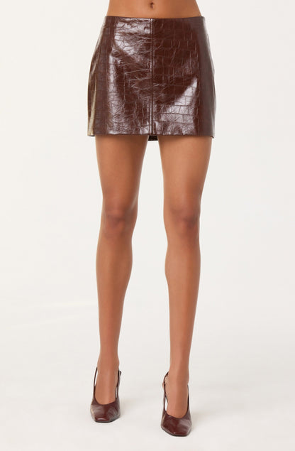 Savana Faux Croc Leather Skirt