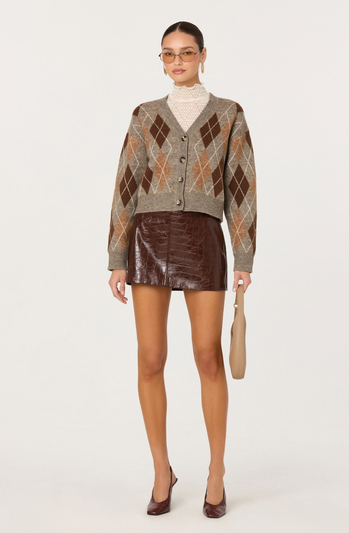 Savana Faux Croc Leather Skirt