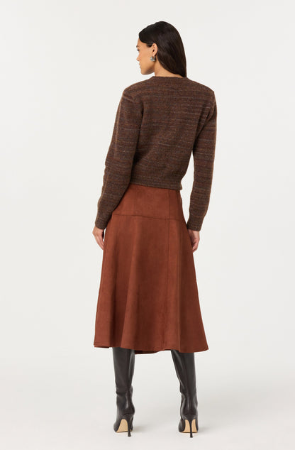 Zoya Faux Suede Midi Skirt