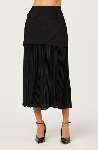 Deaile Contrast Layered Pleated Skirt
