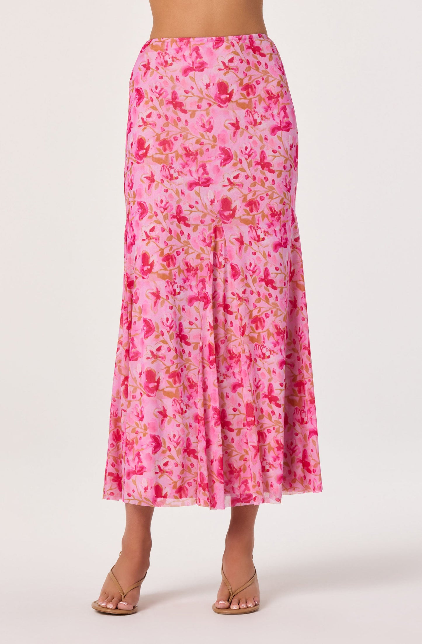 Mejra Floral Godet Knit Midi Skirt