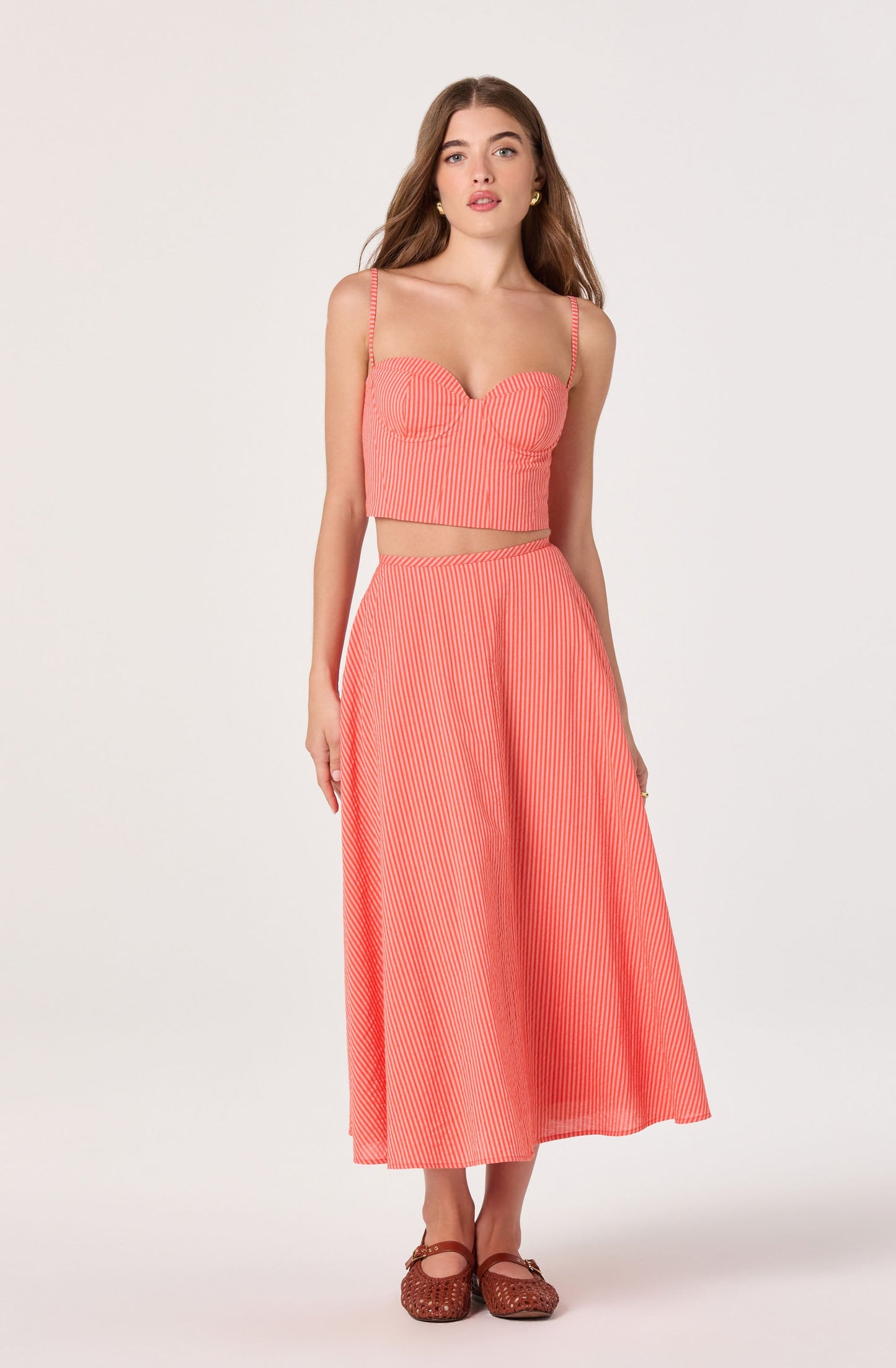 Myria Print Linen A-Line Midi Skirt