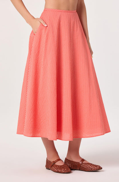 Myria Print Linen A-Line Midi Skirt