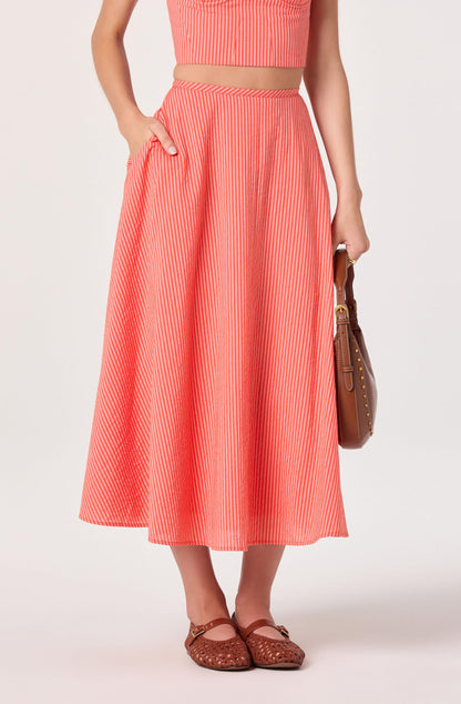 Myria Print Linen A-Line Midi Skirt