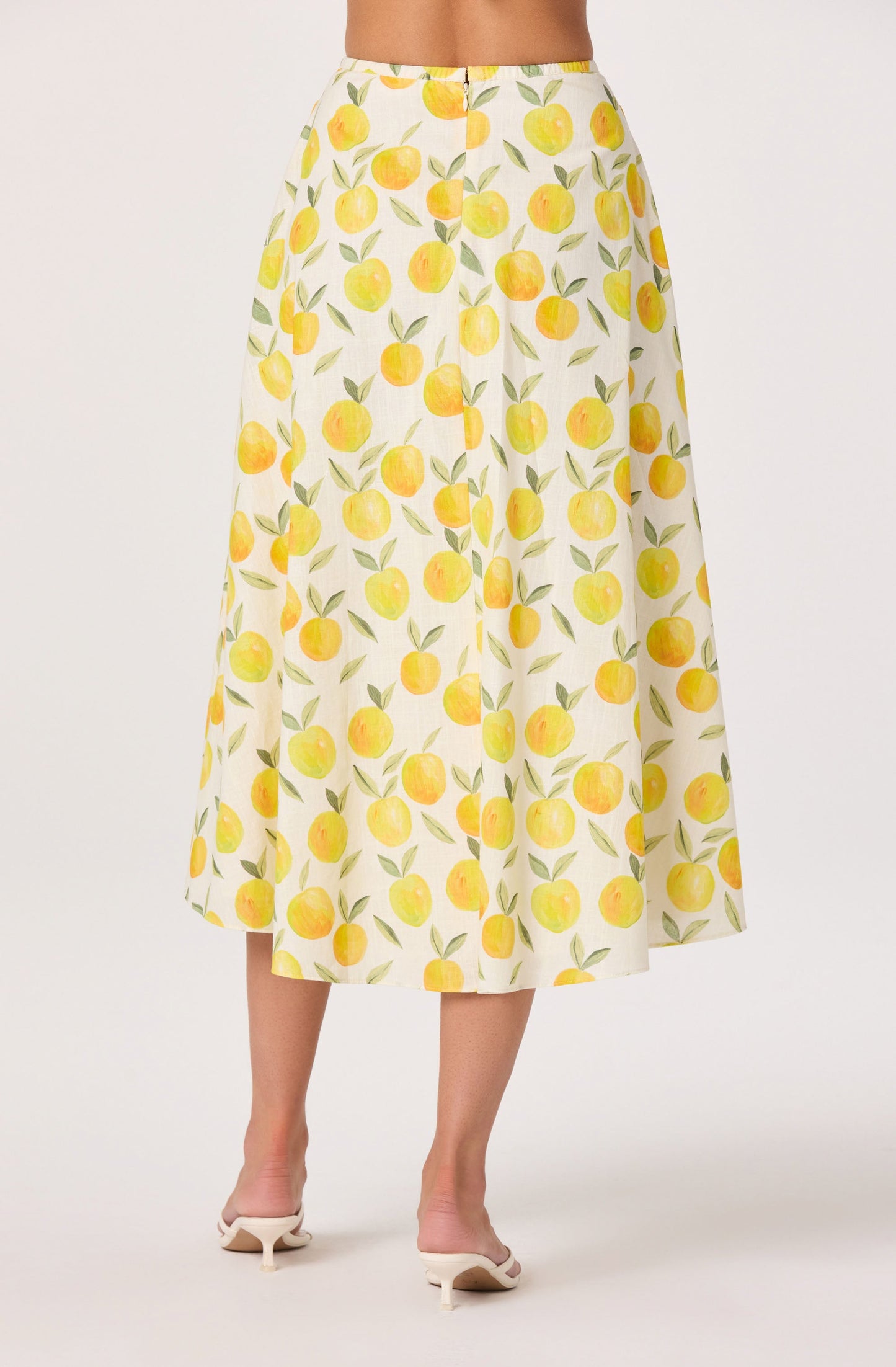 Myria Print Linen A-Line Midi Skirt