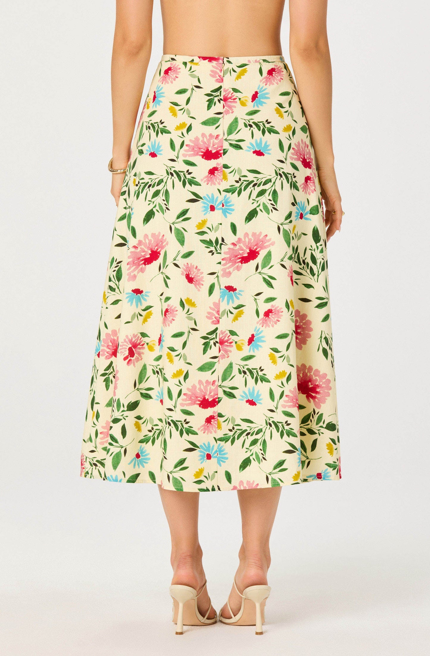 Myria Print Linen A-Line Midi Skirt