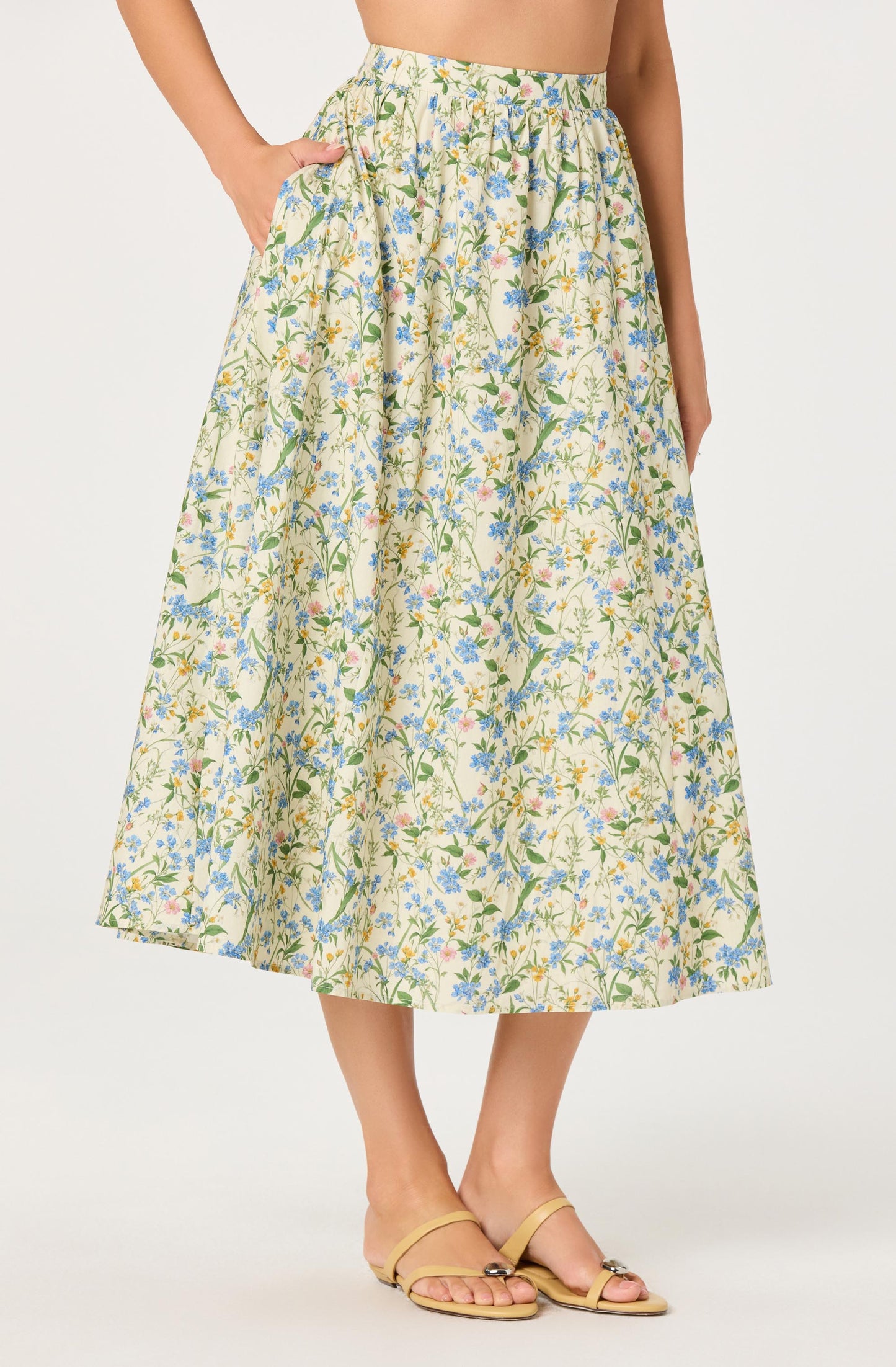 Wylda Floral Gathered A-Line Midi Skirt