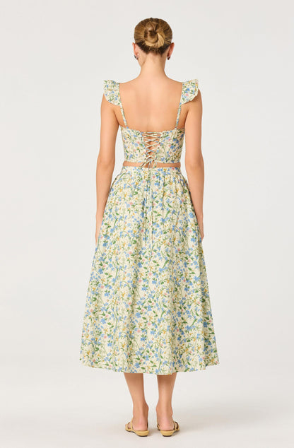 Wylda Floral Gathered A-Line Midi Skirt